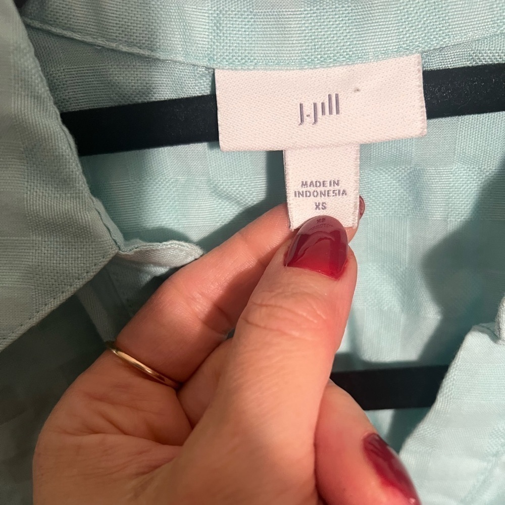 J.Jill Long Sleeve Side button Textured 100% Cotton Long Sleeve Teal Top XS - Picture 7 of 8